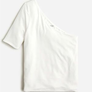 J. Crew NWT FormKnit One-Shoulder Elbow-Sleeve T-shirt White